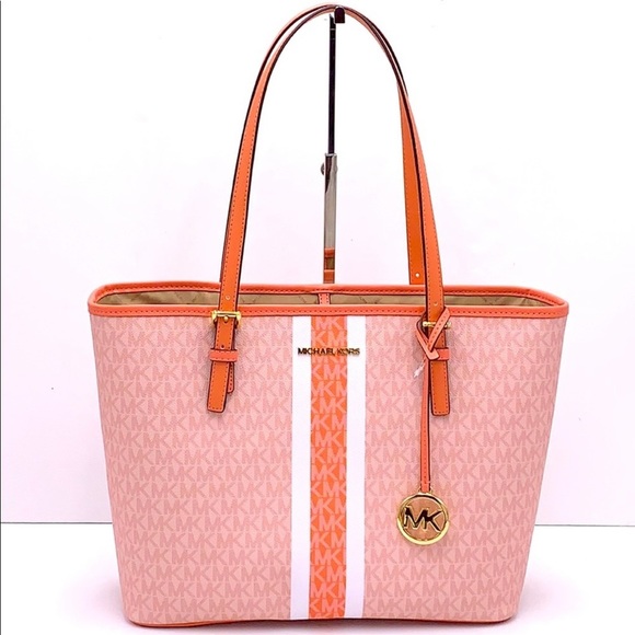 MICHAEL KORS JET SET TRAVEL MEDIUM CARRYALL TOTE SHERBERT MULTI COLOR - Picture 3 of 16